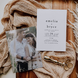 EMELIAフォトミニマリストユニークニュートラル結婚ズ 招待状