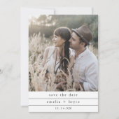 EMELIAフォトユニークニュートラルホワイトブラック結婚ズ セーブザデート (正面)