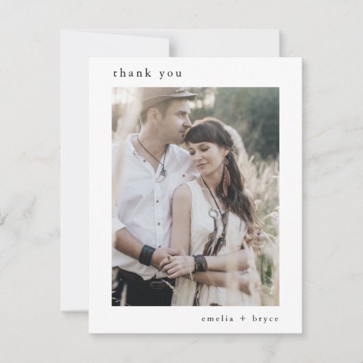 EMELIAフラットナユニークル素朴トナルフォト結婚ズ サンキューカード (正面)