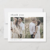 EMELIAフラットニュートラルホワイトブラック2フォト結婚ズ サンキューカード (正面)