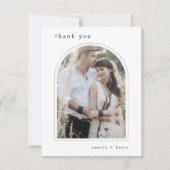 EMELIAフラットホワイトブラックアーシンプルチフォト結婚ズ サンキューカード (正面)