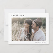 EMELIAフラットホワイトブラックボホ素朴フォト結婚ズ サンキューカード (正面)