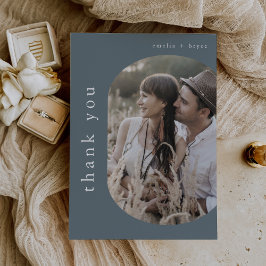 EMELIAフラッ素朴トミニマル・ブルー・ネイビー結婚の写真 サンキューカード