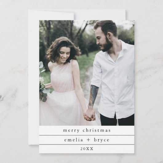 EMELIAブラックシンプル家族の写真メリークリスマス シーズンカード (正面)