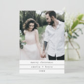 EMELIAブラックシンプル家族の写真メリークリスマス シーズンカード (スタンド正面)