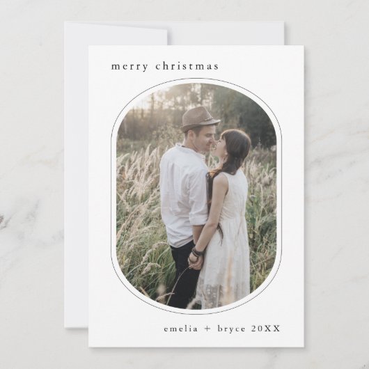 EMELIAブラックシンプル家族モダン写真クリスマス シーズンカード (正面)