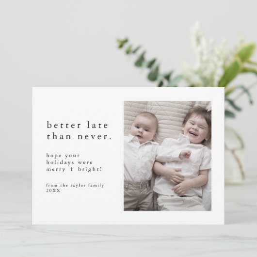 EMELIAブラック新年の写真クリスマスおもしろい後期 シーズンカード (スタンド正面)