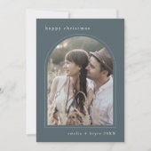 EMELIAブルーかわいい家族の写真ハッピークリスマス シーズンカード (正面)