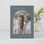 EMELIAブルーかわいい家族の写真ハッピークリスマス シーズンカード (スタンド正面)