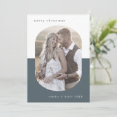 EMELIAブルーオーバルクリエイティブファミリーフォトクリスマス シーズンカード (スタンド正面)