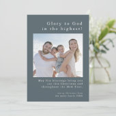 EMELIAブルーファミリー写真神クリスチャン・クリスマス シーズンカード (スタンド正面)