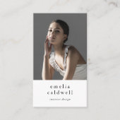 EMELIAホワイトブラック素朴シンプルのモダンBoho写真 名刺 (正面)