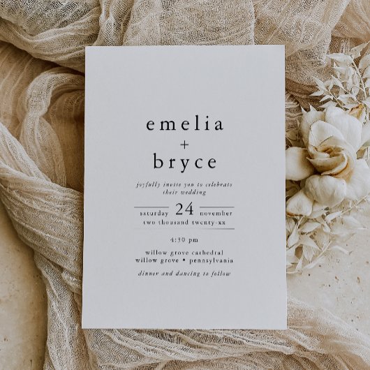 EMELIAミニマカジュアルリストユニークニュートラル結婚ズ 招待状