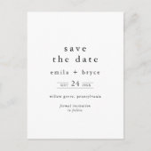 EMELIAユニークニュートラル素朴ウェディング日付の保存 インビテーションポストカード (正面)