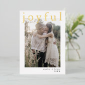 EMELIAレッドゴールドフォイルクリスマス写真喜ばしいクリスマス 箔シーズンカード (立ち正面)