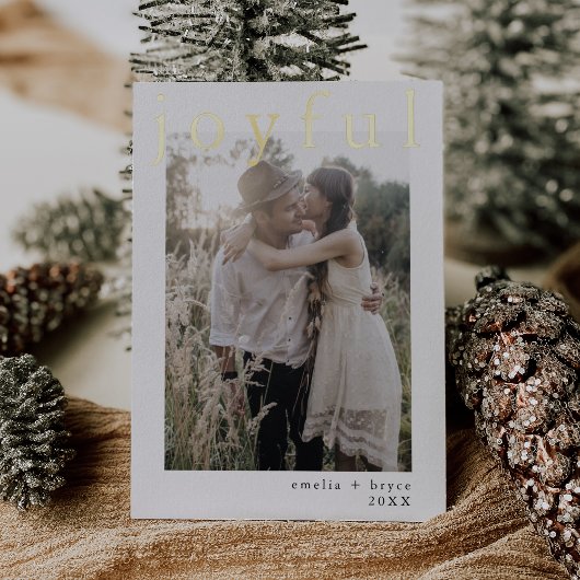 EMELIAレッドゴールドフォイルクリスマス写真喜ばしいクリスマス 箔シーズンカード