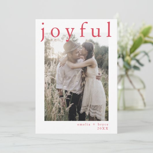 EMELIAレッドボホクリスマス写真喜ばしいクリスマス シーズンカード (スタンド正面)