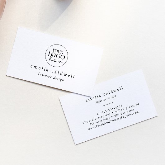 EMELIAロゴニュートラルユニークホワイトブラックボ素朴ホ 名刺