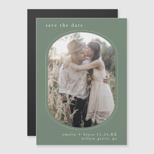 EMELIA写真ウッドランドフォレストウェディング日付を保存 マグネット招待状 (正面/裏面)