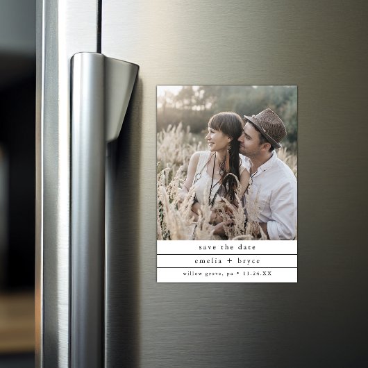 EMELIA写真ユニークニュートラルウェディング日付を保存 マグネット招待状