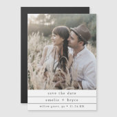 EMELIA写真ユニークニュートラルウェディング日付を保存 マグネット招待状 (正面/裏面)