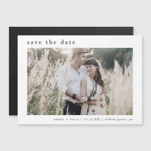 EMELIA写真素朴写真シンプル結婚式の日付を保存 マグネット招待状 (正面/裏面)