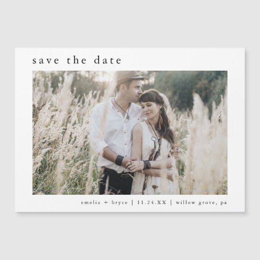 EMELIA写真素朴写真シンプル結婚式の日付を保存 マグネット招待状 (正面)