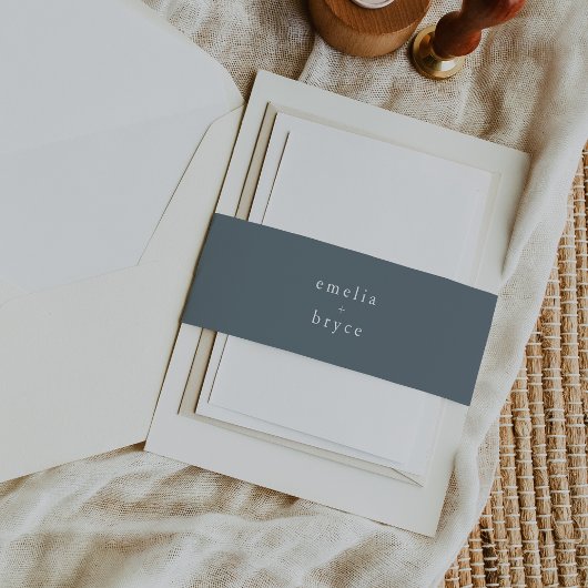 EMELIA冬のヴィンテージボホダークダスティブルー結婚ズ 招待状ベリーバンド