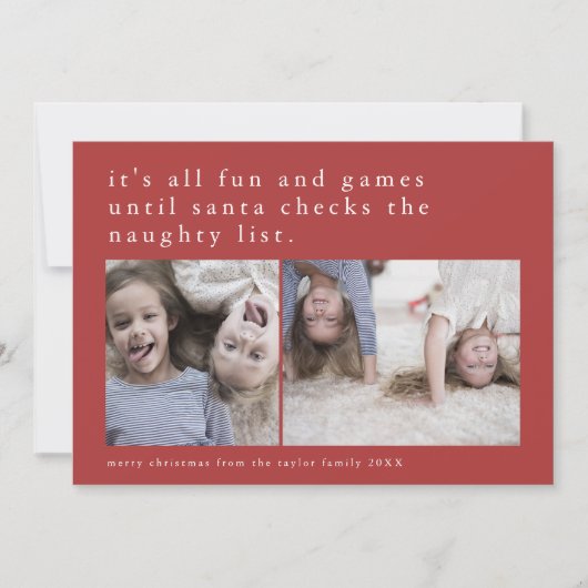 EMELIA赤い写真笑わされるのクリおもしろいスマス シーズンカード (正面)