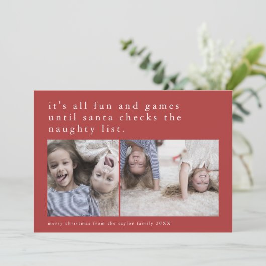 EMELIA赤い写真笑わされるのクリおもしろいスマス シーズンカード (スタンド正面)