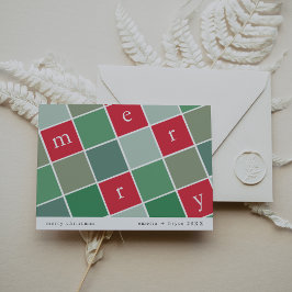 EMELIA赤い緑の印刷可能なファミリーメリークリスマス シーズンカード