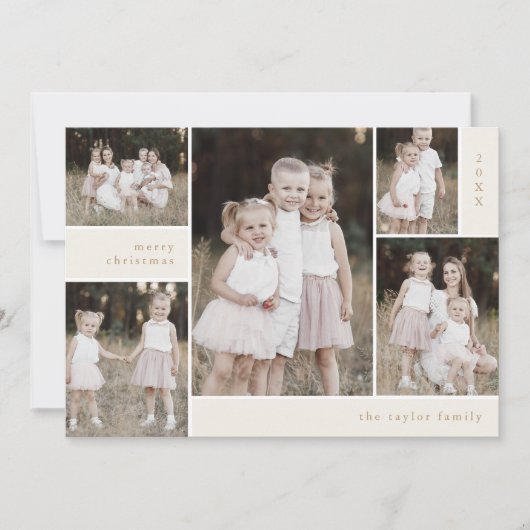 EMELIA金ゴールドかわいいフロントバック数々のフォトクリスマス シーズンカード (正面)