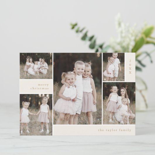 EMELIA金ゴールドかわいいフロントバック数々のフォトクリスマス シーズンカード (スタンド正面)