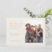 EMELIA金ゴールドフォト簡単シンプル宗教的なクリスマス シーズンカード (スタンド正面)