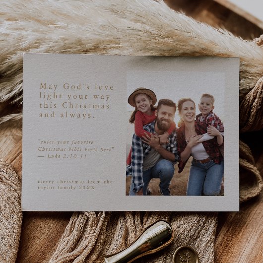 EMELIA金ゴールドフォト簡単シンプル宗教的なクリスマス シーズンカード