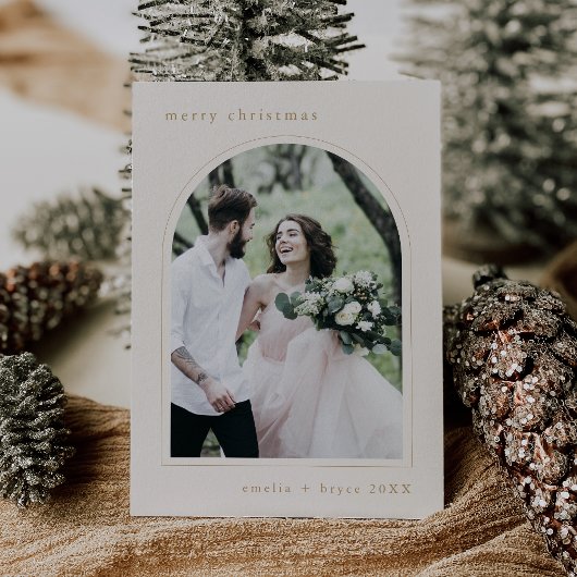 EMELIA金ゴールドユニークアーチファミリーフォトクリスマス シーズンカード