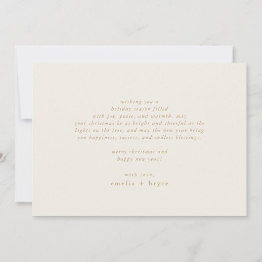 EMELIA金ゴールド簡単聖書聖句クリスマス シーズンカード (裏面)