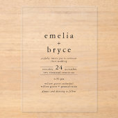 EMELIA モダン Bohoミニマルユニークリス結婚ク アクリル招待状 (正面)