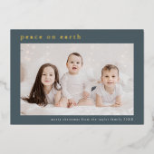 EMELIA Blue Foil Photo Peace On Earthクリスマス 箔シーズンカード (正面)