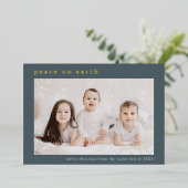 EMELIA Blue Foil Photo Peace On Earthクリスマス 箔シーズンカード (立ち正面)