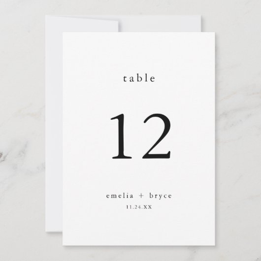 EMELIA Bohoクリーン結婚ミニマリストのテーブル番号 招待状 (正面)