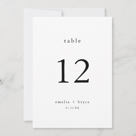 EMELIA Bohoクリーン結婚ミニマリストのテーブル番号 招待状 (裏面)