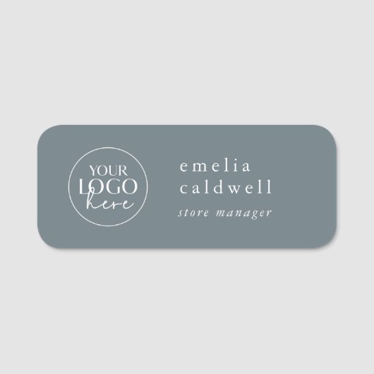 EMELIA Dusty Blue Companyロゴ従業員磁気 名札 (正面)