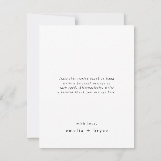 EMELIA Flat Bohoミニマルユニークリスト結婚ズ サンキューカード (裏面)