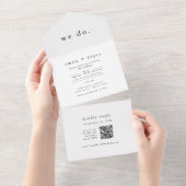 EMELIA QRコードホワイトブラック素朴シンプル結婚 オールインワン招待状 (貼ってはがせる)