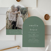 EMELIA QRコード写真アーチウッドランドグリーン結婚ズ 招待状