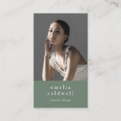 EMELIA Sage Green Boho素朴シンプルモダン写真 名刺 (正面)