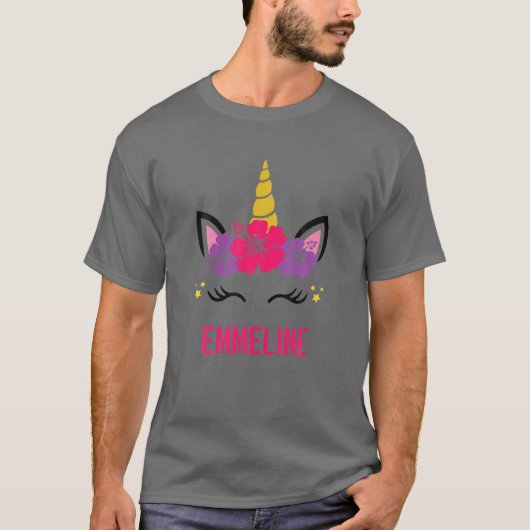 EMELINEパーソナライズされた Unicorn顔 Tシャツ (正面)