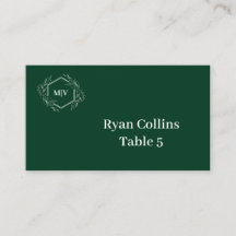 Emeral Green Monogram Crest Place Cards