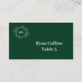 Emeral Green Monogram Crest Place Cards プレイスカード